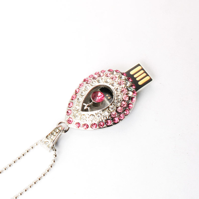Jantung berbentuk tetes air kalung kristal USB Stick dengan chip tersembunyi di dalam