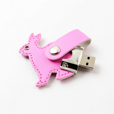 Logo Cetak / Embossing Kulit USB Flash Drive Dukungan Enkripsi / Tanggal Uploading