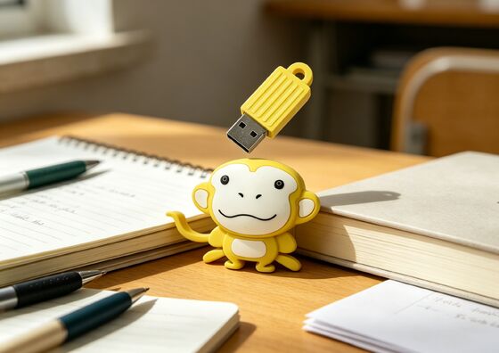 USB Flash Drive Yang Dipersonalisasi Dibentuk Oleh Cetakan Monyet Monyet Menampilkan Opsi Enkripsi Data Untuk Pemasaran Dan Akses Data yang Aman