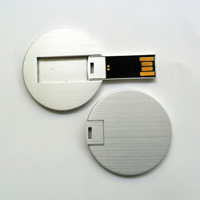 Kartu Kredit Mini Bulat Logam USB Sticks UDP flash 2.0 FCC disetujui