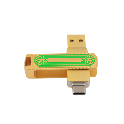 Warna Hijau Dan Emas Tipe C USB Kecepatan Tinggi 128GB 256GB 512GB 150MBS