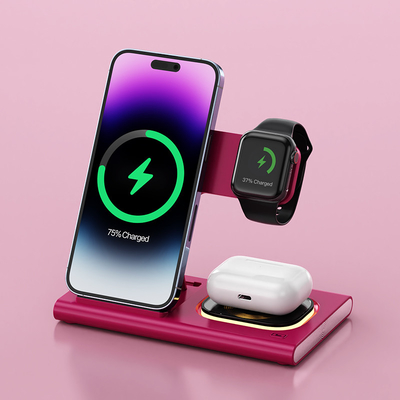 OEM / ODM Lipat 3 In 1 Wireless Charger Untuk Telepon Watch Earphone