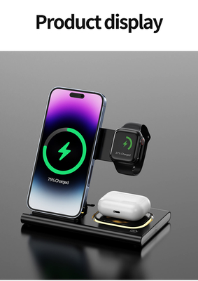 Cepat 3 In 1 Wireless Foldable Charger Untuk Watch Earphone IPhone