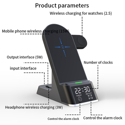 Multifunction Wireless Charger dengan Input 5V/2A Nama ≤6mm Jarak Transmisi