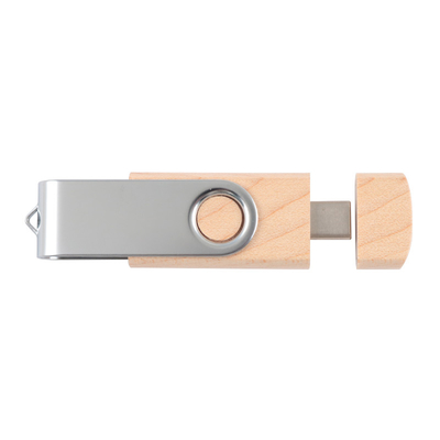 Natural Wooden USB Flash Drive 2.0 3.0 Dengan Tipe C + Usb A Bentuk Baru Kecepatan Cepat