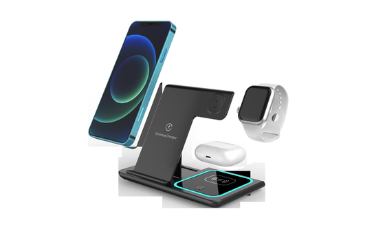 3 In 1 Can Folding Fast Wireless Charger Logo Disesuaikan Untuk Telepon Earphone IWatch