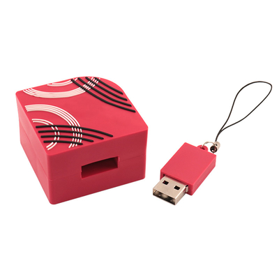 Custom Silicone USB Flash Drive Full Color Print Bentuk persegi panjang 128GB Kapasitas