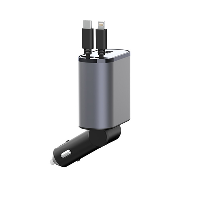USB-C Output 5V / 3A Car Charger yang nyaman dengan MAX 120W Rated Power