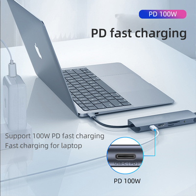 USB 3.0 Station USB C Hub Smart Adapter / Memory Card Hub dengan kecepatan transfer data 5Gbps