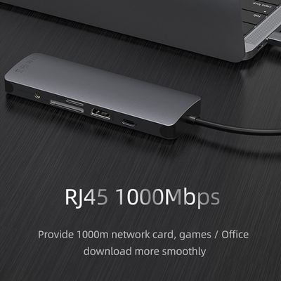USB 3.0 Station USB C Hub Smart Adapter / Memory Card Hub dengan kecepatan transfer data 5Gbps