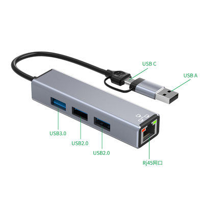 Compact USB C Hub Adapter Laptop USB Port Expander Usbc Hub Untuk Transfer Data Cepat