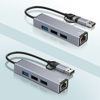 Compact USB C Hub Adapter Laptop USB Port Expander Usbc Hub Untuk Transfer Data Cepat