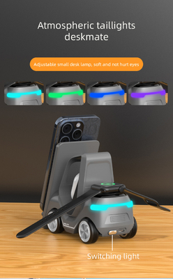 4 In1 Cepat 15W Wireless Charging Station Bentuk Mobil Bentuk Truk Dengan Lampu Malam