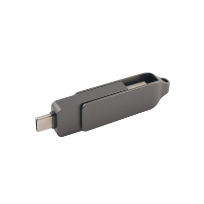 Pistol Hitam Metal Tipe C USB Flash Drive Twist Bentuk Cepat Kecepatan 3.0 dan 3.0
