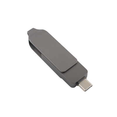 Pistol Hitam Metal Tipe C USB Flash Drive Twist Bentuk Cepat Kecepatan 3.0 dan 3.0