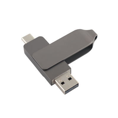 Pistol Hitam Metal Tipe C USB Flash Drive Twist Bentuk Cepat Kecepatan 3.0 dan 3.0