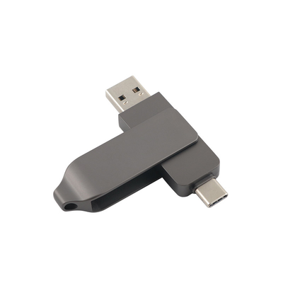 Pistol Hitam Metal Tipe C USB Flash Drive Twist Bentuk Cepat Kecepatan 3.0 dan 3.0