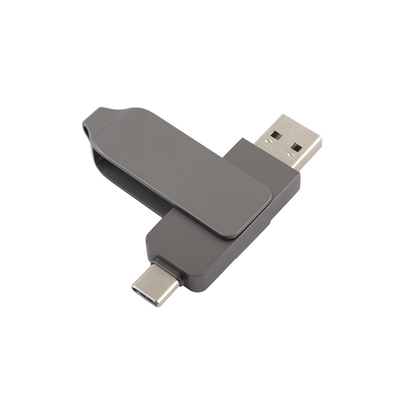 Pistol Hitam Metal Tipe C USB Flash Drive Twist Bentuk Cepat Kecepatan 3.0 dan 3.0