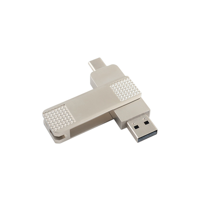 Silver Type C Metal USB Flash Drive Bisa Berputar 360 derajat Dengan Perlindungan Kata Sandi