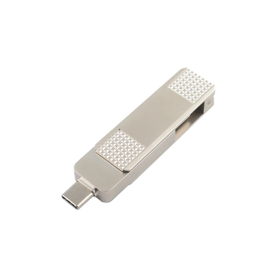 Silver Type C Metal USB Flash Drive Bisa Berputar 360 derajat Dengan Perlindungan Kata Sandi