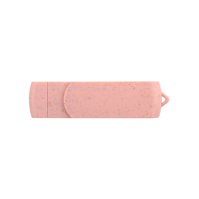 Tipe C USB Flash Drive Pink Plastik Dengan Jerami Bahan Daur Ulang Dan Logo Khusus