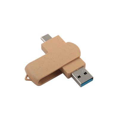 Disesuaikan USB Beige Vibrant Dengan Logo Laser Ukiran Bahan Daur Ulang