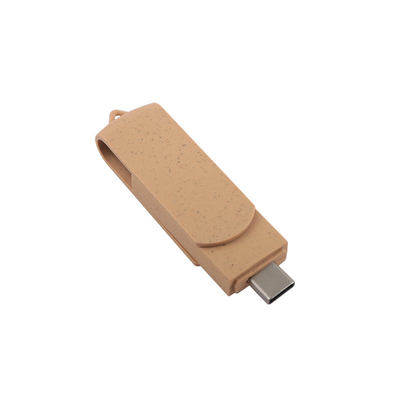 Disesuaikan USB Beige Vibrant Dengan Logo Laser Ukiran Bahan Daur Ulang