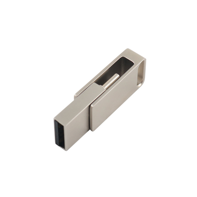 Waterproof Silver Metal USB Flash Drive dengan USB 2.0 Dan Tipe C Ukiran dan Cetak Logo
