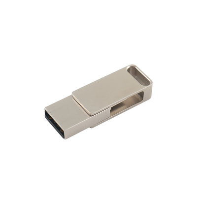 Waterproof Silver Metal USB Flash Drive dengan USB 2.0 Dan Tipe C Ukiran dan Cetak Logo