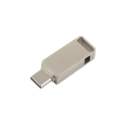 Waterproof Silver Metal USB Flash Drive dengan USB 2.0 Dan Tipe C Ukiran dan Cetak Logo