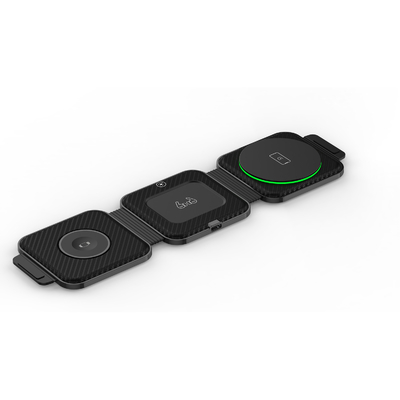 Pengisi daya nirkabel magnetik portabel tiga dalam satu untuk pengisian telepon cepat dalam warna hitam / putih