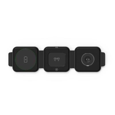 Pengisi daya nirkabel magnetik portabel tiga dalam satu untuk pengisian telepon cepat dalam warna hitam / putih