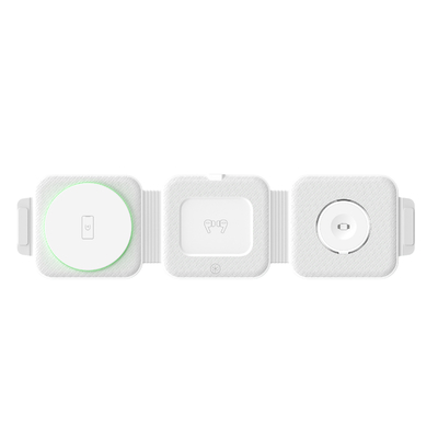Pengisi daya nirkabel Magnetik Tiga-dalam-Satu Lipat ABS Plastik untuk iPhone iWatch dan Lebih Banyak