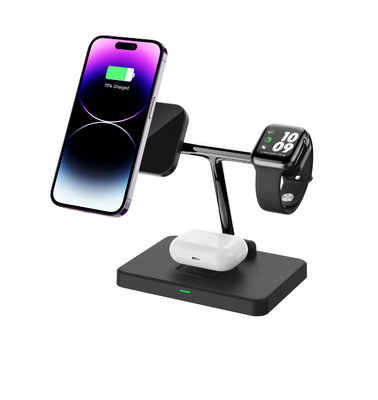 3 In 1 Fast Charger Upright Wireless Charging Untuk IPhone Earphone IWatch