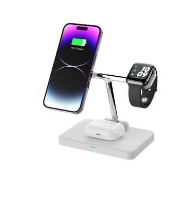 Fast Upright Wireless Charging 3 In 1 Fast Charger Untuk Telepon Earphone Watch