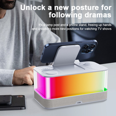 Pengisi daya nirkabel yang didukung Qi dan Speaker Bluetooth dengan Lampu Berwarna Kompatibilitas Perangkat yang didukung Qi