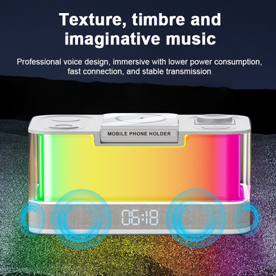 Pengisi daya nirkabel yang didukung Qi dan Speaker Bluetooth dengan Lampu Berwarna Kompatibilitas Perangkat yang didukung Qi
