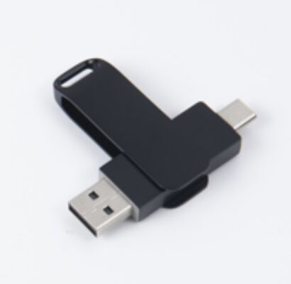 Flash Drive USB 3.0 Hitam dengan Port Tipe C, Kompatibel untuk Ponsel dan Komputer, Kapasitas 256GB 512GB 1TB