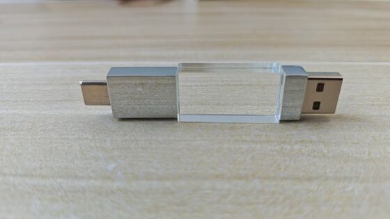 Crystal Usb 3.0 USB A Dengan Tipe C Kedua Port Membaca Sangat Cepat Bagian Kristal Dapat Ukiran Logo Bagian Logam Dapat Laser Logo Di dalam Memiliki Dua Chip Flash