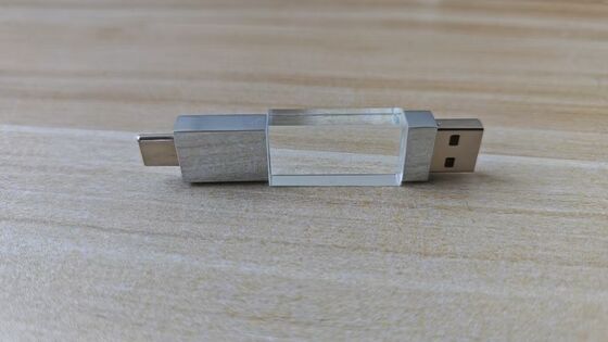 Crystal Usb 3.0 USB A Dengan Tipe C Kedua Port Membaca Sangat Cepat Bagian Kristal Dapat Ukiran Logo Bagian Logam Dapat Laser Logo Di dalam Memiliki Dua Chip Flash
