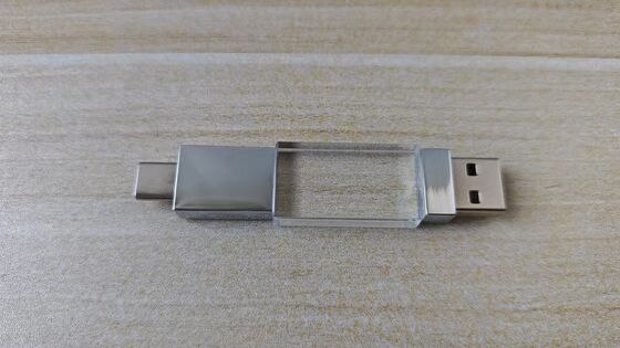 Crystal Usb 3.0 USB A Dengan Tipe C Kedua Port Membaca Sangat Cepat Bagian Kristal Dapat Ukiran Logo Bagian Logam Dapat Laser Logo Di dalam Memiliki Dua Chip Flash