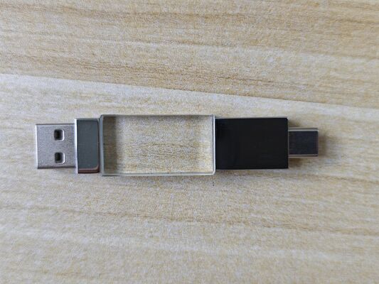Crystal Usb 3.0 USB A Dengan Tipe C Kedua Port Membaca Sangat Cepat Bagian Kristal Dapat Ukiran Logo Bagian Logam Dapat Laser Logo Di dalam Memiliki Dua Chip Flash