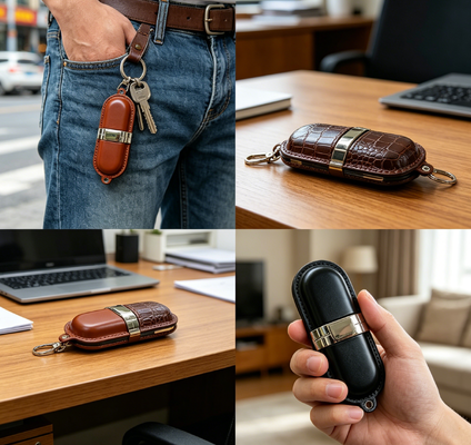 Memori usb kulit Kelas A Flash Drive USB Kulit dilengkapi chip Kelas A dan eksterior kulit untuk eksekutif