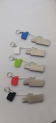 Flash drive usb tipe c dengan usb A dengan penutup logam rantai kecil dapat laser dan mencetak logo kecepatan cepat 3.2 usb dan 3.1 usb