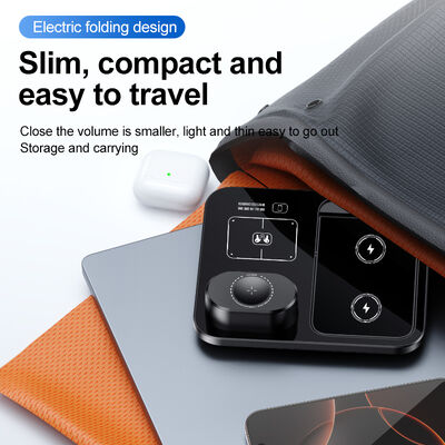 Pengisi Daya Nirkabel 3-in-1 Pengisian Cepat 15W dengan Desain Lipat dan Hisapan Magnetik