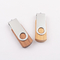 Twist Shaped Wooden USB Drive Metal Case Bambu Warna Embossing LOGO