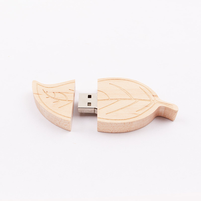 15MB/S 32GB 128GB USB Flash Drive Kayu Bentuk Daun Memori I Kecepatan Cepat