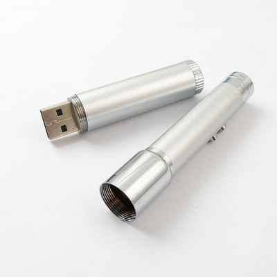 Silver Pen USB Flash Drive Dengan Lampu Led Merah 128GB 256GB Kecepatan Cepat