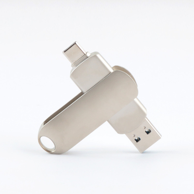 Putar TYPE C Metal USB Flash Drive 3.0 64GB 128GB 256GB Kecepatan Cepat