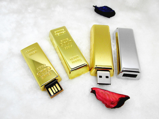 Metal 2.0 Gold Bar USB Kecepatan Membaca Dan Menulis Cepat 64GB 128GB